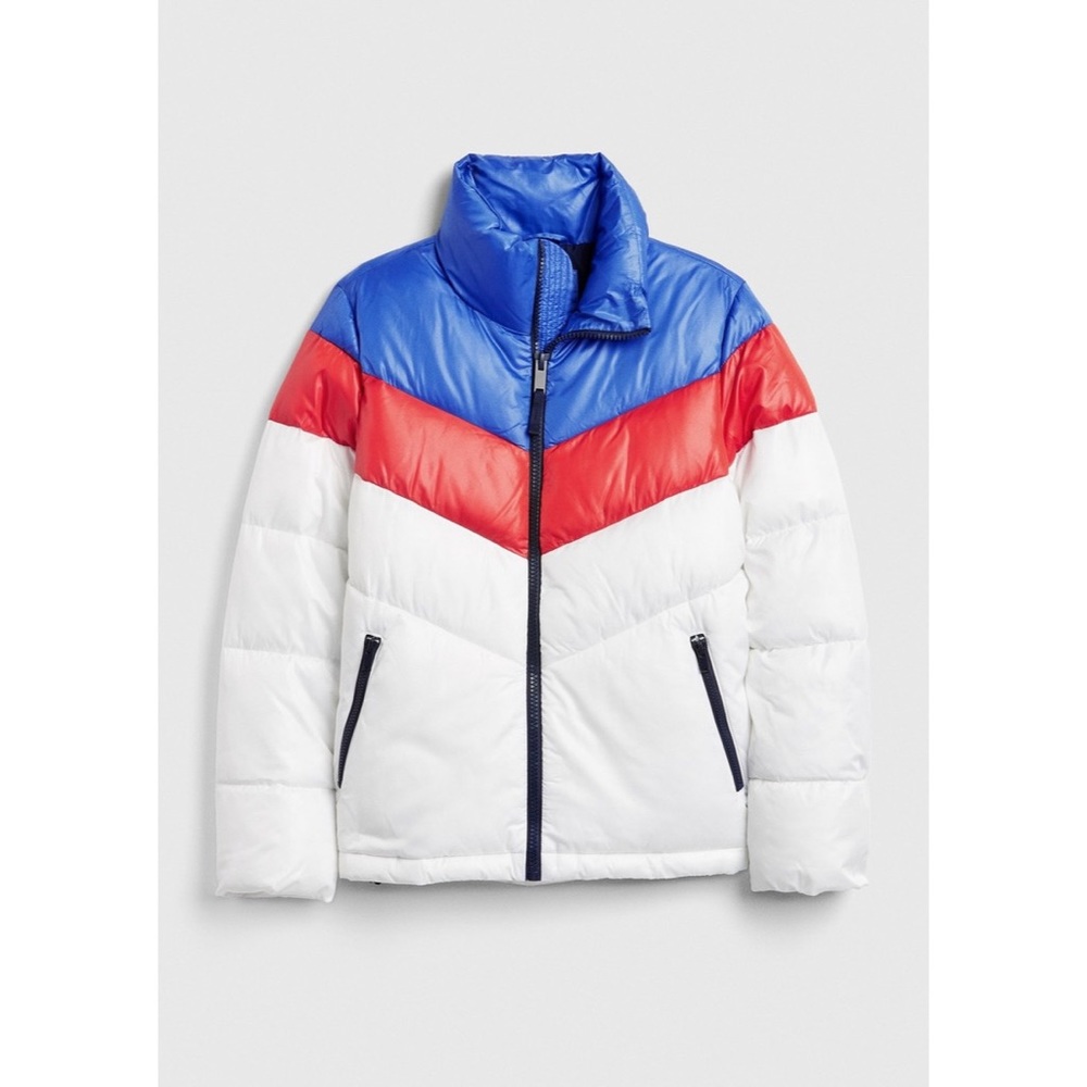 Gap Coldcontrol Max High Shine Colorblock Puffer … - image 1